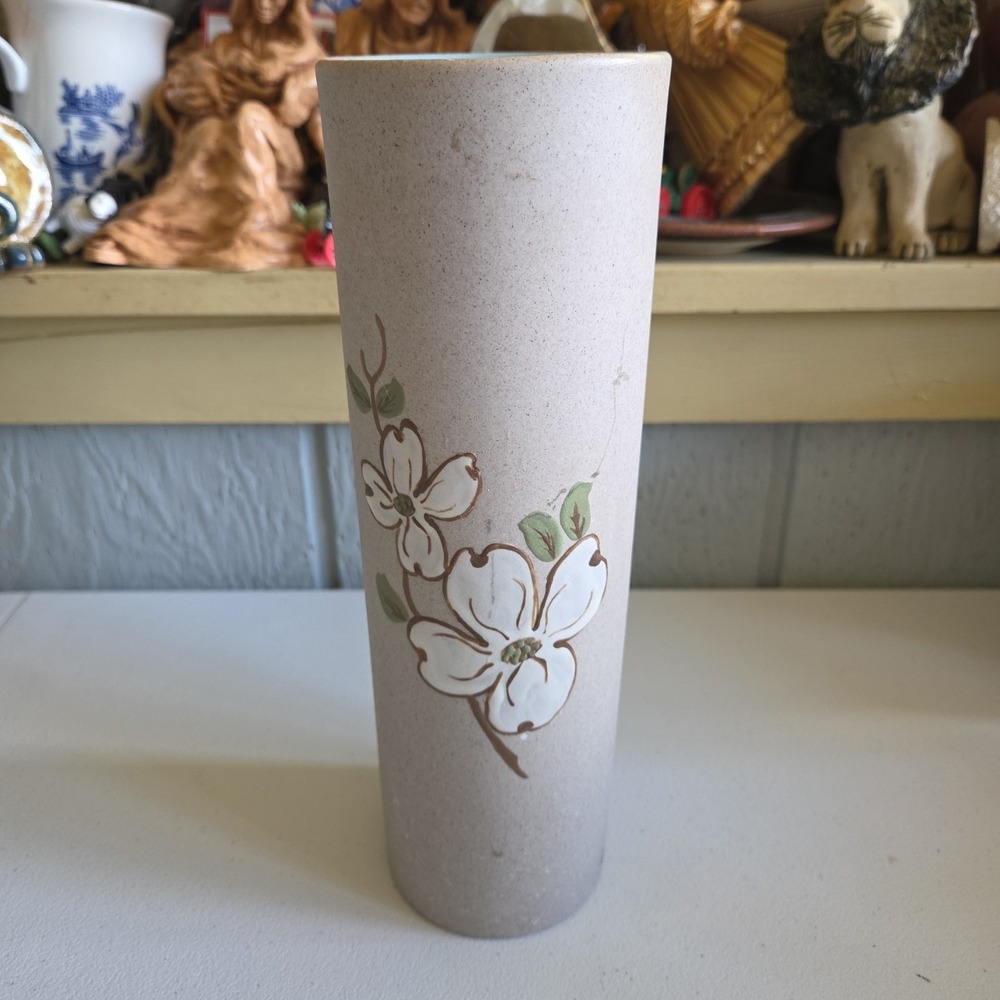 PIGEON FORGE HandPainted Dogwood Floral Tall Pottery Vase